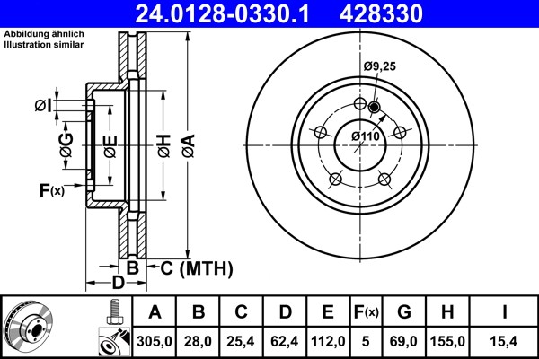 ate-240128-03301-спирачен-диск.jpg ATE 24.0128-0330.1 спирачен диск - Image 1